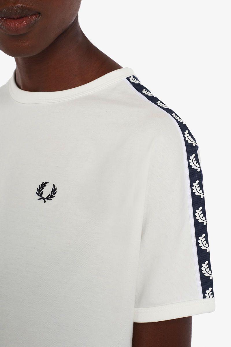 White Fred Perry Cropped Taped Ringer Women's T Shirts | PH 2033WNBY